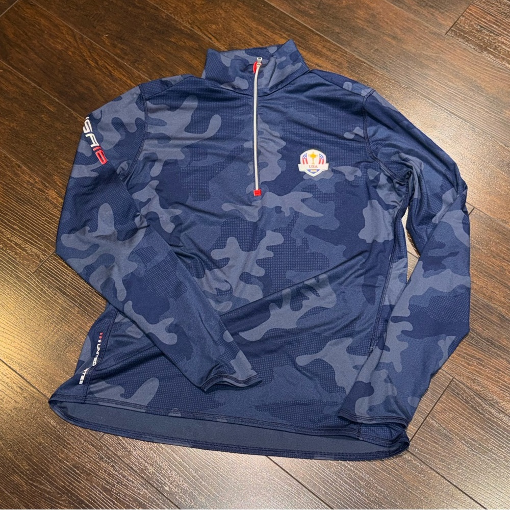 RLX Ralph Lauren USA 2016 Ryder Cup Navy Camo 1/4 Zip Pullover Women’s Size L